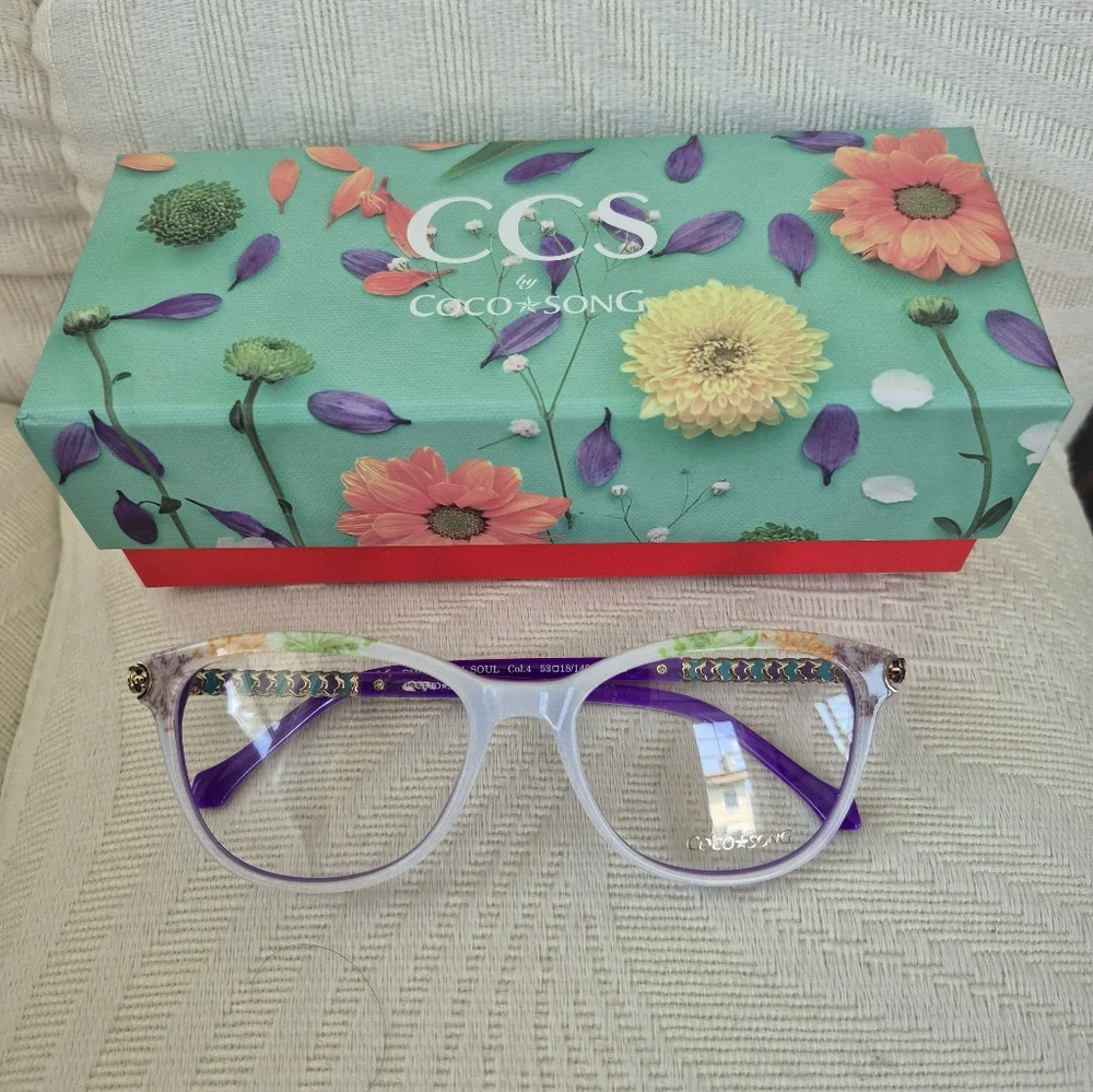 Coco Song Eyeglasses CV172 Emotional Soul Col 4 White Floral 53/18/140 NEW+Case